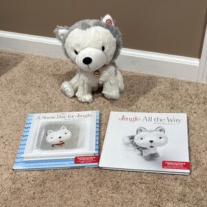Hallmark Gray and White Stuffed Animal with Books